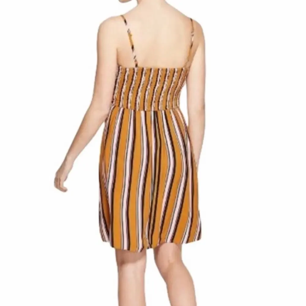 Xhilaration Striped Faux Wrap Mini Sleeveless Dress Smocked Back Womens Size XXL - Picture 2 of 11